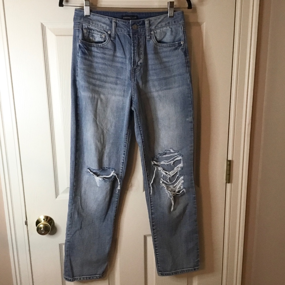 Sincerely Jules Distressed High-Rise Straight Jeans - 3/26